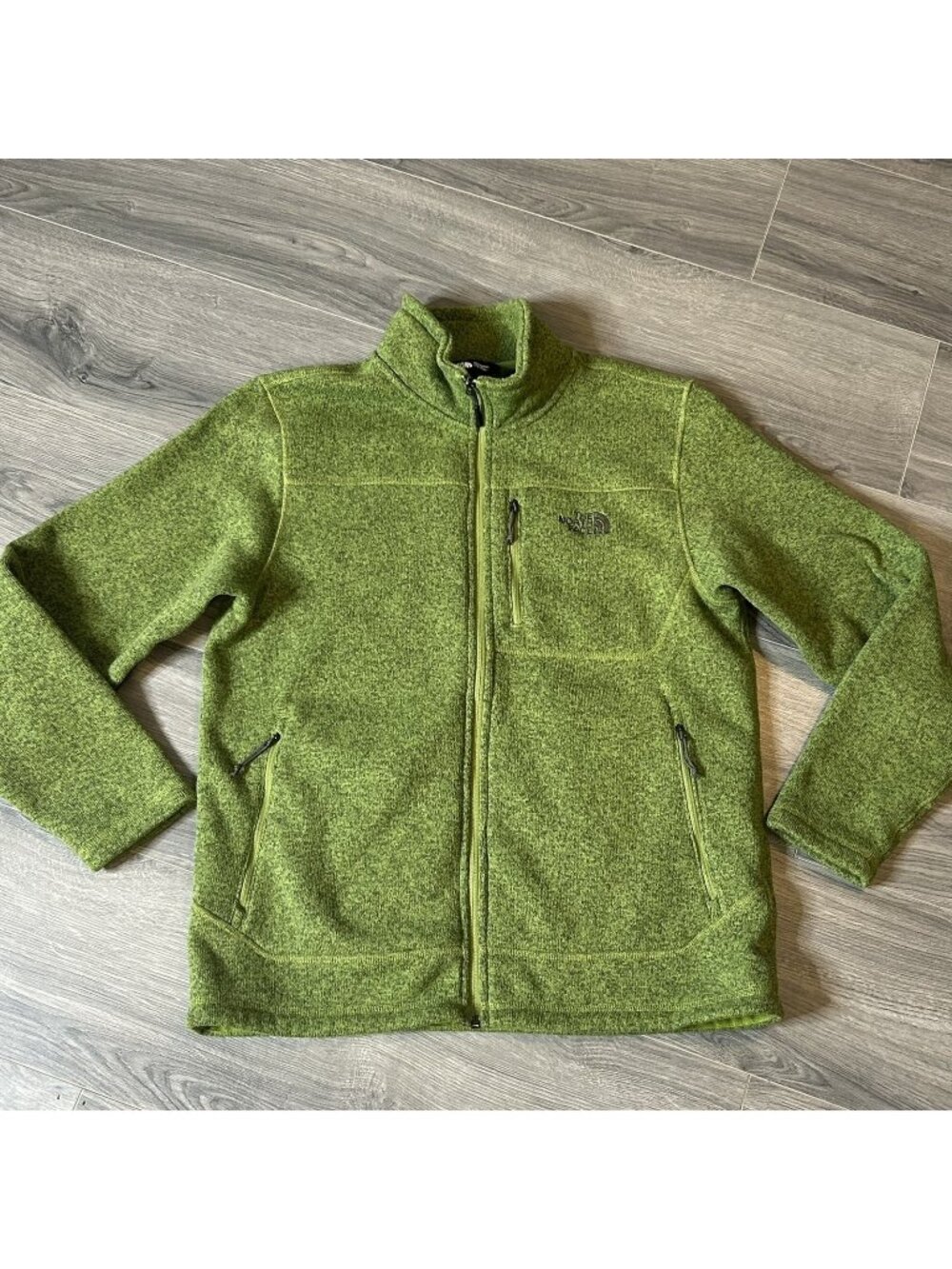 The North Face Jacket Mens L Green Sweater Fleece Full Zip Outdoor Hiking Gorp